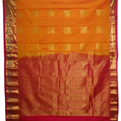 "Mustard color kanchi fancy silk saree - NSHR-12 (with Blouse) - Click here to View more details about this Product